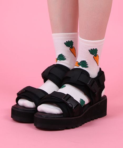 フード総柄ソックス(NINJIN EDAMAME LEMON)[商品：PN18AW-069-3R