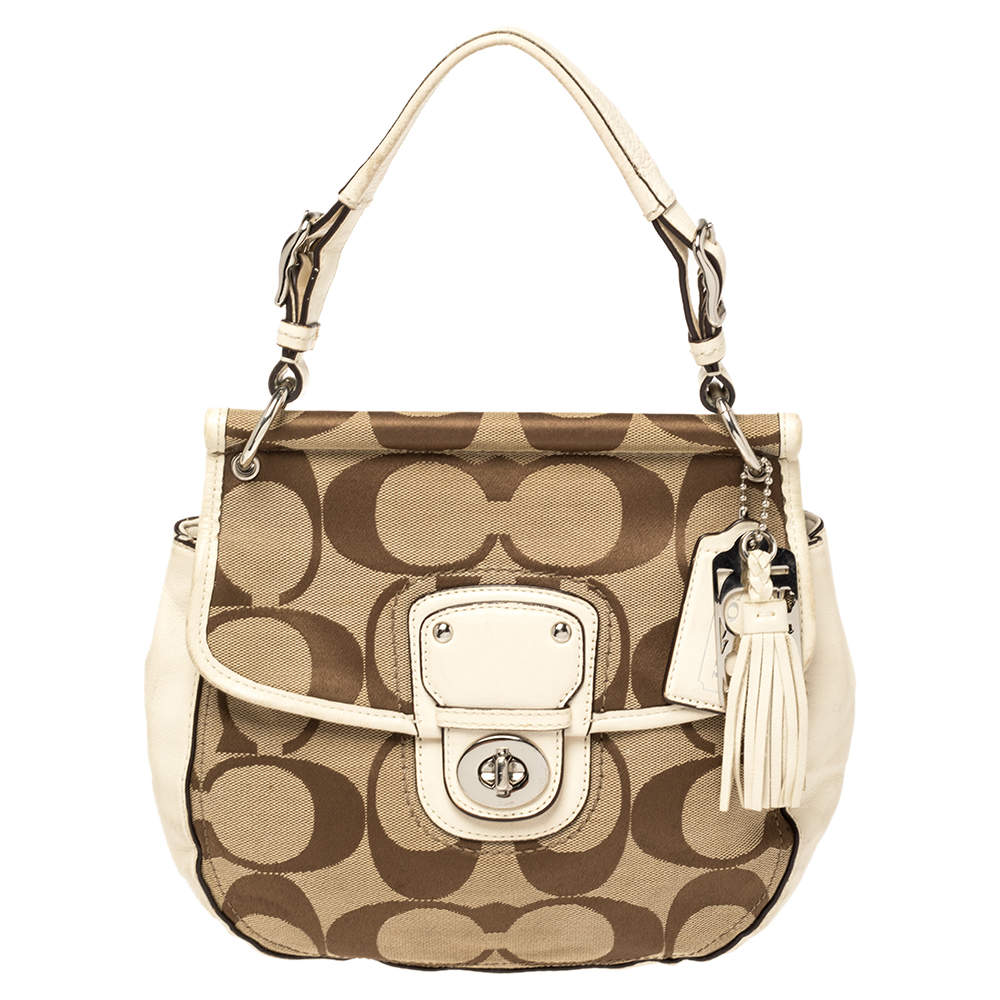Coach Ivory/Beige Signature Canvas and Leather 70th Anniversary