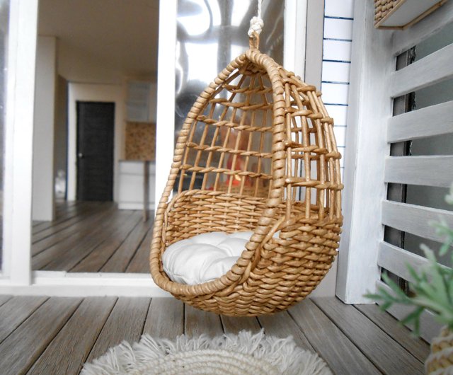 ベラルーシ 1:12 ドールハウス ミニチュア籐ハンギングチェア