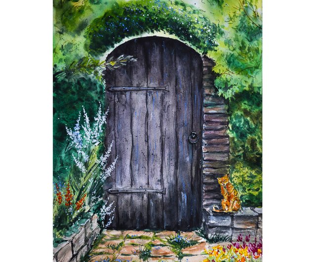 ロシア オリジナルの水彩ドア スケッチ絵画建築家の壁アート