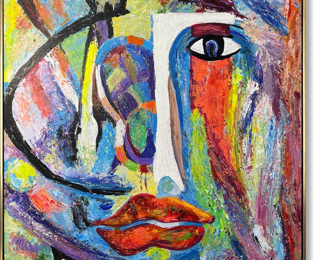 送料無料】スペイン キャンバスに描かれた抽象画、大きな壁アート