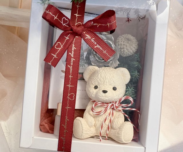 台湾 【クリスマスギフト】テディベア アロマストーン ドライフラワー