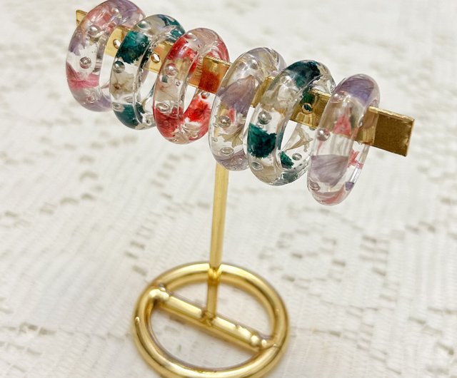 台湾 透明レジンリアルフラワーリング ハンドメイド ドライフラワー