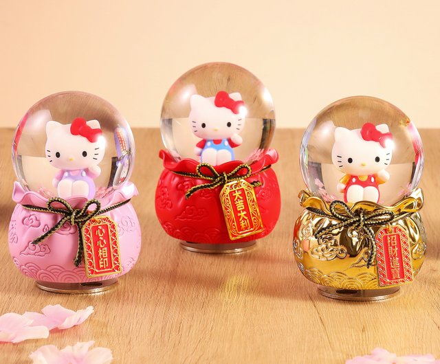 台湾 ハローキティ 幸運のお守り クリスタルボール オルゴール (レッド