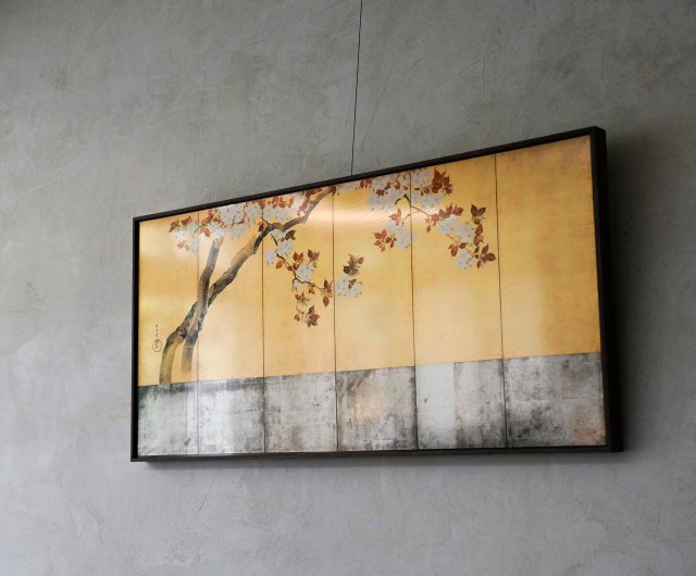 送料無料】台湾 【日本琳派・美術掛絵】酒井抱一｜桜図屏風左 LIGHTO