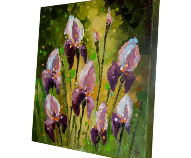ロシア アイリスの絵画 花 油絵 キャンバスに描かれた花のオリジナル