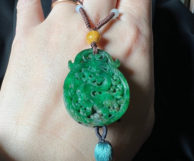 送料無料】台湾 古風 | 翡翠透かし彫り龍牌 fbbdjewelry - Pinkoi