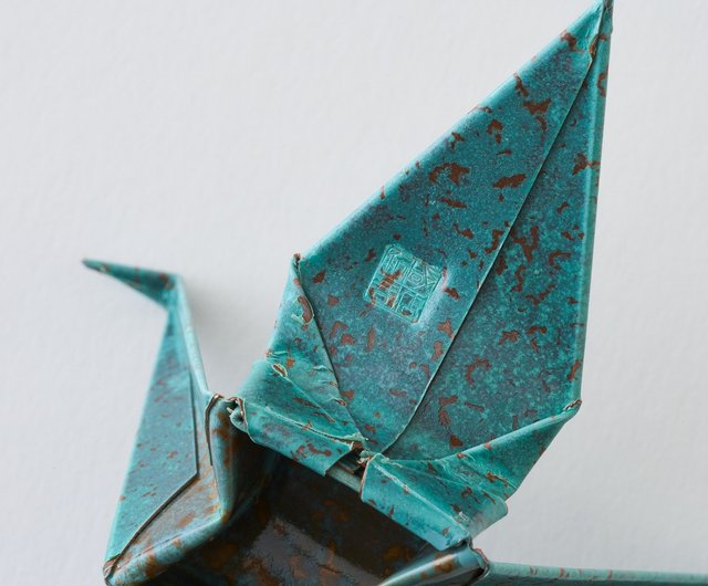 送料無料】【アウトレット商品】折鶴【日本製】ハンドメイドの緑青銅版