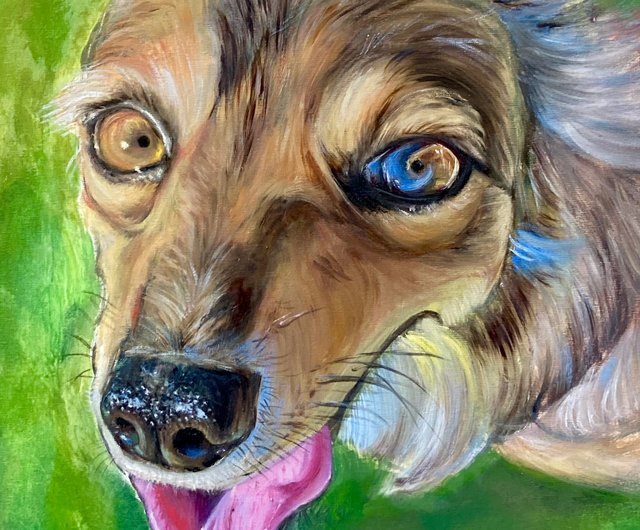 ロシア キャンバス上の犬の絵、オリジナルの油絵、カラフルなアート