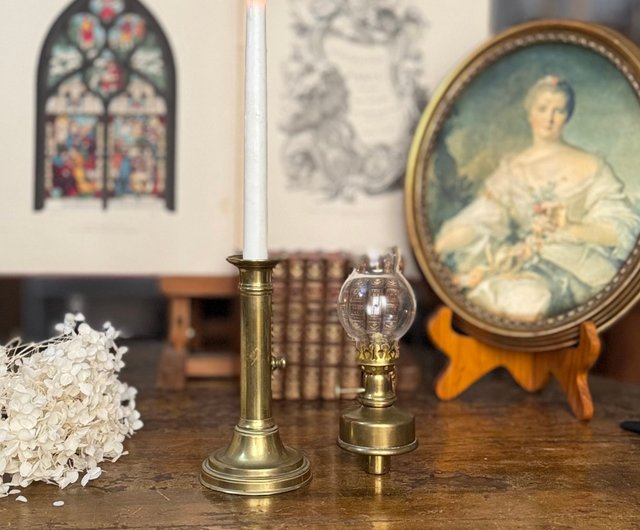 50702-極めて希少なフランスアンティーク真鍮製キャンドル＆オイル