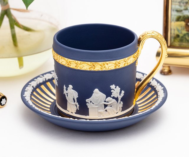 台湾 ウェッジウッド レアポートブルーゴールドコーヒーカップと