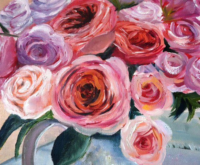 ロシア バラ絵画油花オリジナルアート油畫原作フローラルアートワーク