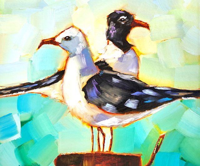 画家手描きの油絵タイトル「カモメ」