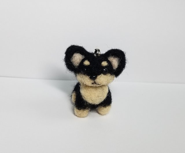 羊毛フェルト チワワキーホルダー ハンドメイド ネーム入り チクチク