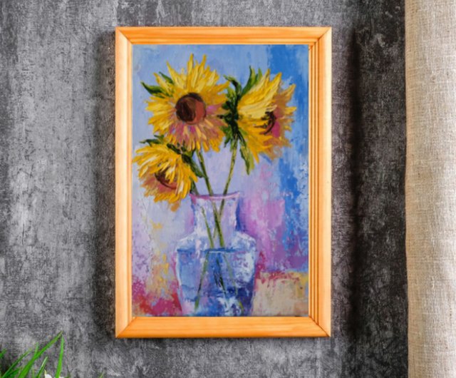 ウクライナ ひまわりの絵 花の絵 オリジナルの絵画 キャンバスに油彩