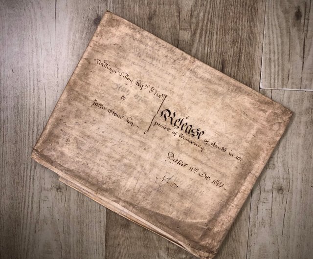 台湾 1803年英国の何世紀も前のアンティーククラフト紙の手書きの契約