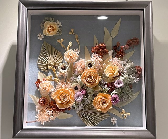 台湾 【枯れない花】エレガントフラワーフレームアートオーナメント