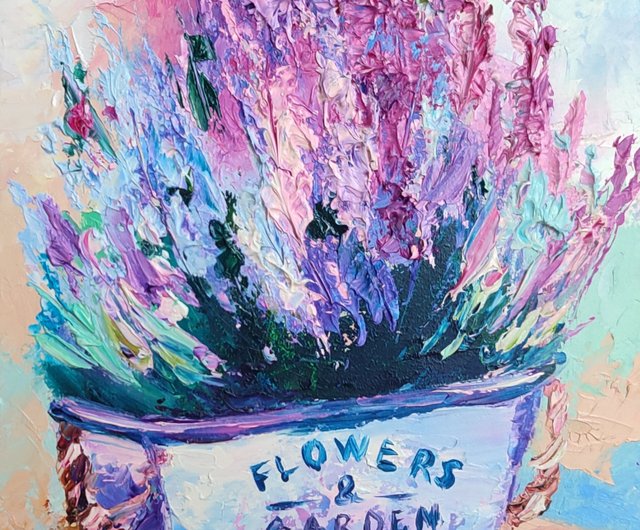 ロシア ラベンダーの油絵 ラベンダーの小さなアート 野の花の絵 花の