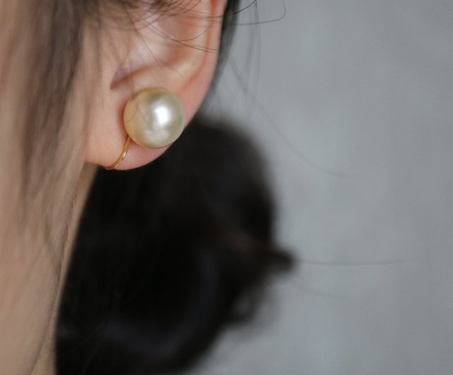 送料無料】南洋真珠ピアス シャンパンゴールド 11-12mm 真珠イヤリング
