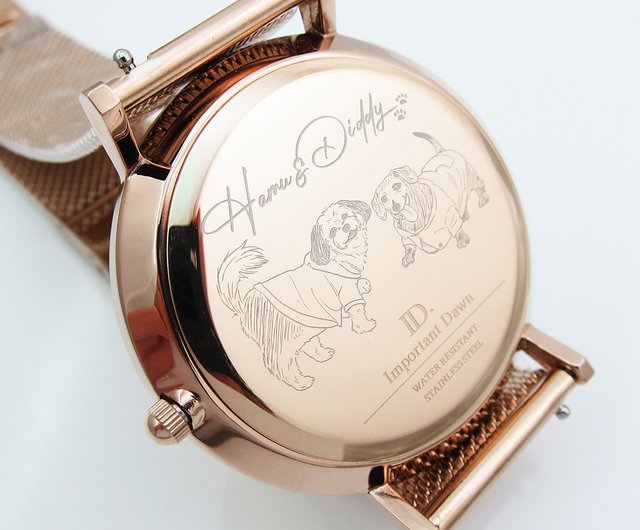 送料無料】台湾 【オーダーメイド時計ギフト】記念犬（一針オーダー