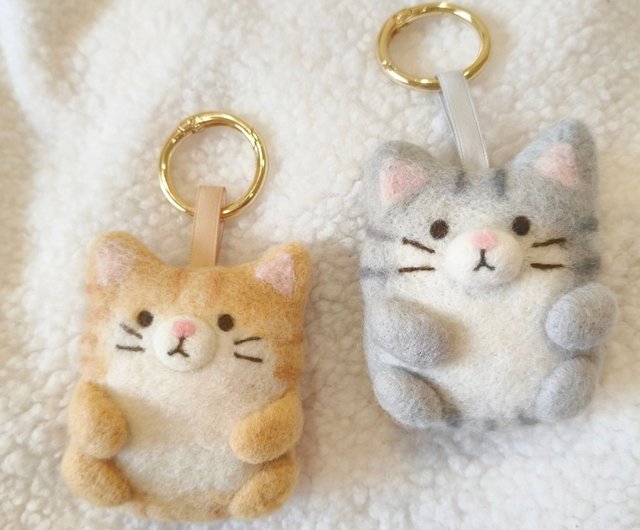 台湾 猫モチーフ - 羊毛フェルトバッグチャーム/キーホルダー