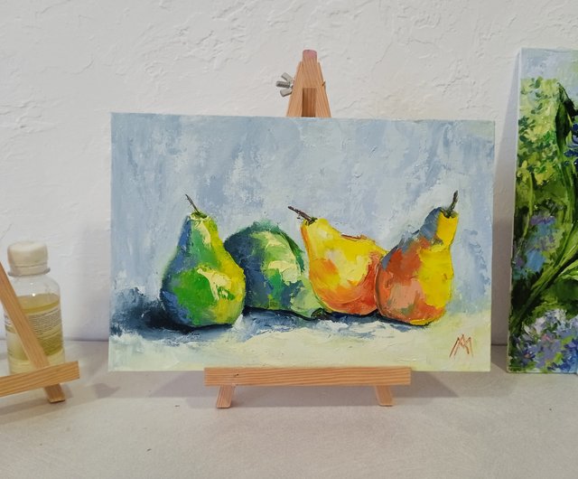 送料無料】ウクライナ 果物の絵 梨の絵 オリジナルアート キャンバスに