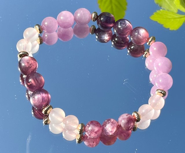 台湾 クリスタルブレスレット-ローズクォーツ、クンツァイト