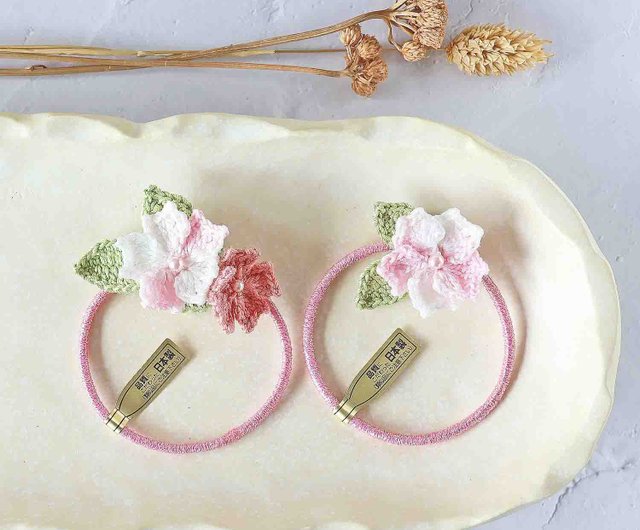 香港 【桜さくら】ヘアゴム カギ針編み 日本毛糸 日本ヘアバンド