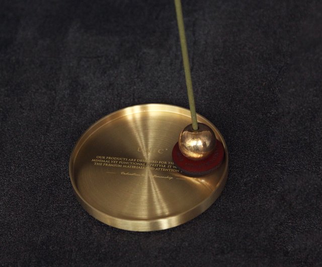 台湾 UNIC 銅ディスクレザー線香立て/ブロンズ線香ディスク/ピト銅