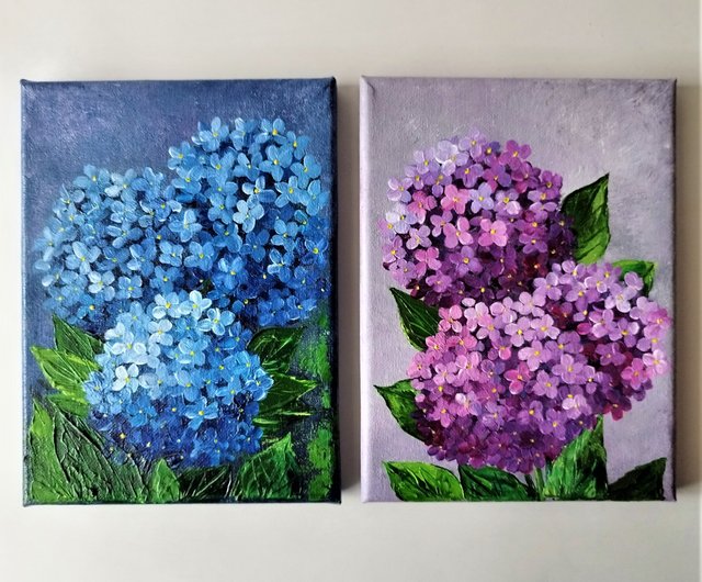 ロシア ユニークなアクリル画の花あじさいアートワーク - 2 アートの