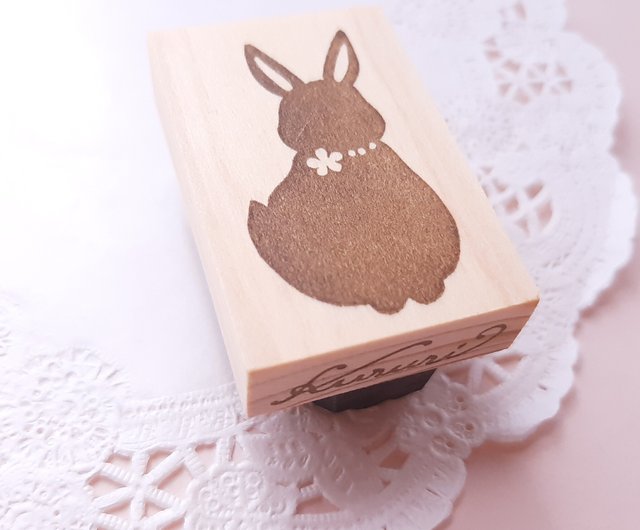 シンプルうさぎ 花ネックレス 消しゴムはんこ Kururi | 印鑑・スタンプ