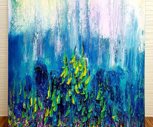 送料無料】台湾 ユニークな群がる抽象的な厚い色の油絵の魚 Silvia