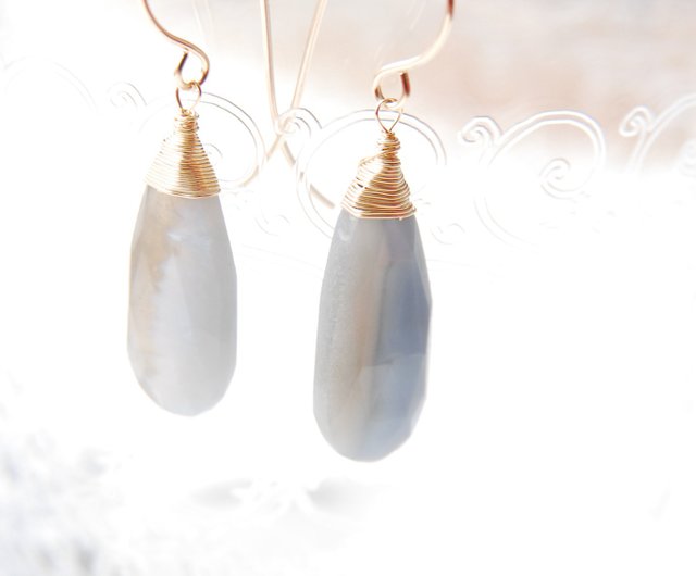 大きめブルーオパールのピアスno.13 14kgf Ayako's | ピアス