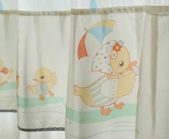 リトルアヒル ガーゼカーテン 80年代レトロ昭和カスタムプリント