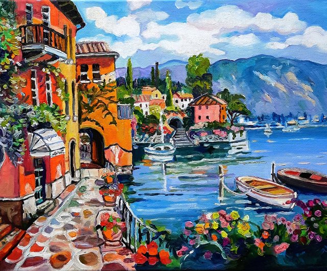 送料無料】ロシア シティ アート イタリア絵画オリジナル アート油絵