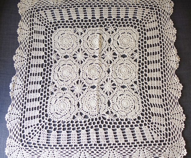 送料無料】かぎ針編み ドイリー レース テーブルクロス 花柄 コットン