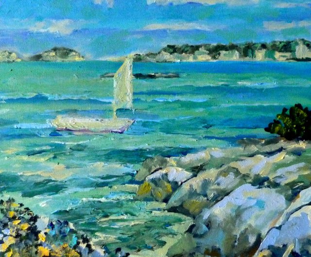 20%OFF】ロシア キャンバスに海景油絵 - オリジナルの海のアート