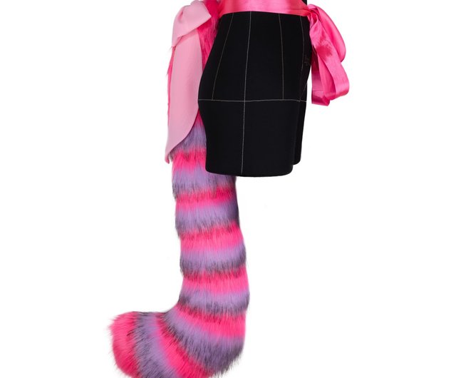 エストニア パープル＆ピンク チシャ猫風 耳＆しっぽセット フェイク