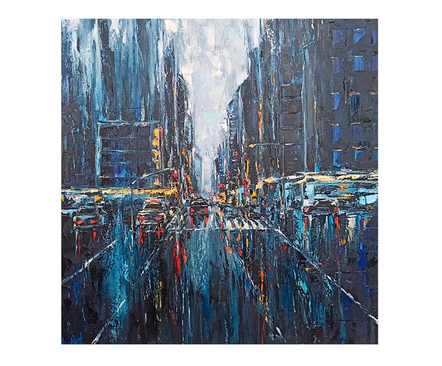 送料無料】ロシア ニューヨーク市オリジナルアート油絵アートワーク