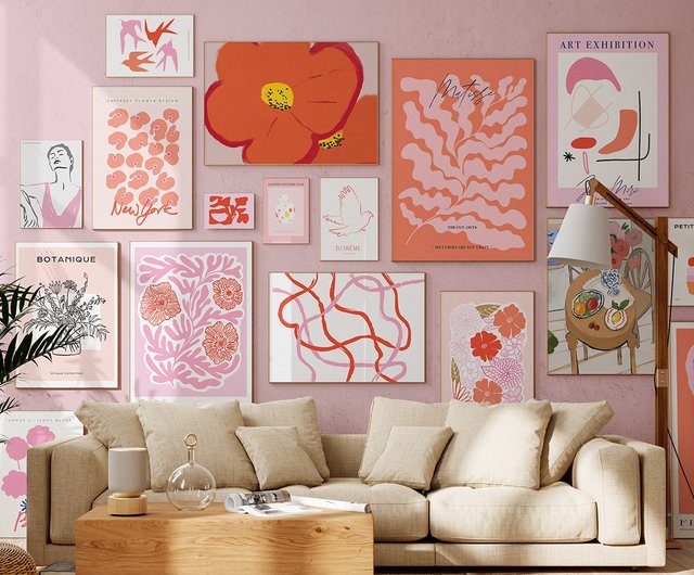 20%OFF】台湾 【デジタル】ローズ- ピンクギャラリー ウォール x18