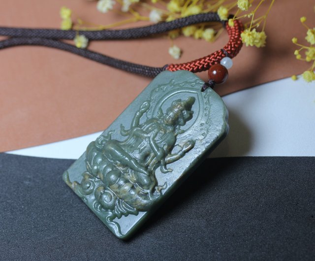 12%OFF】【四臂観音】天然和田玉 菩薩ペンダント ネックレス