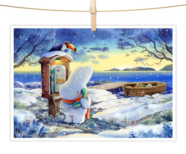 台湾 afu水彩イラストポストカード - 冬の言葉 afulee - Pinkoi