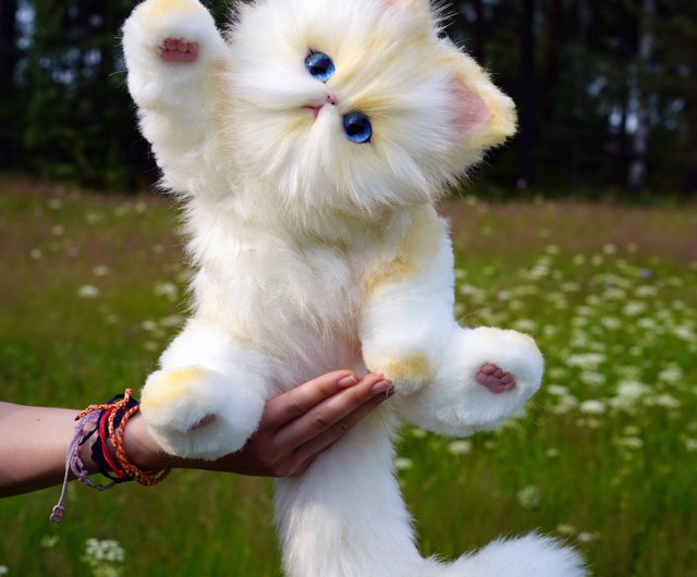 ロシア ペルシャ猫の子猫のかわいいぬいぐるみ、動くフィギュア Monkey