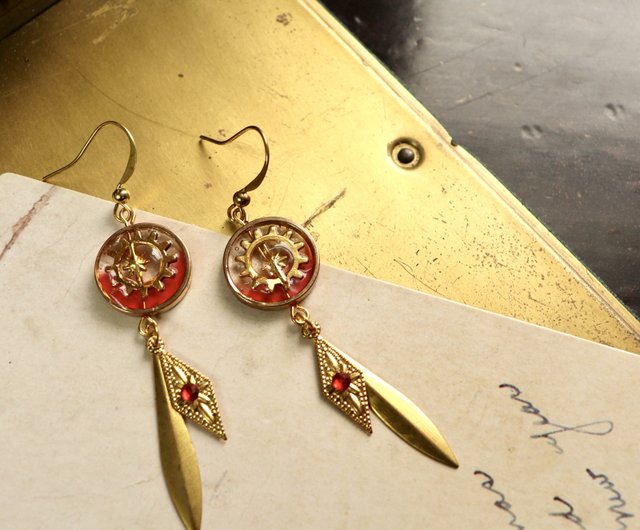 香港 歯車 レジン スチームパンク ピアス/イアリング ktfantasia - Pinkoi