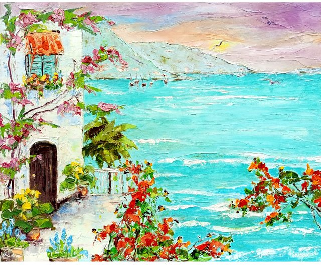 送料無料】ウクライナ ソレント絵画イタリアオリジナルアート厚塗り