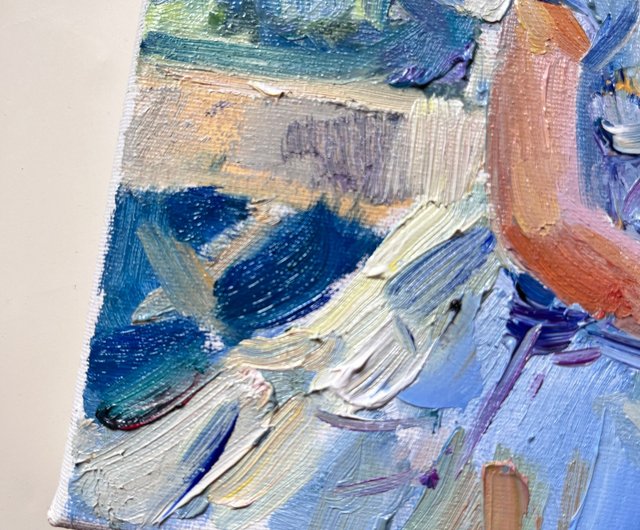 送料無料】ロシア 女の子の絵画 オリジナルアート 太陽 印象派 油絵 20