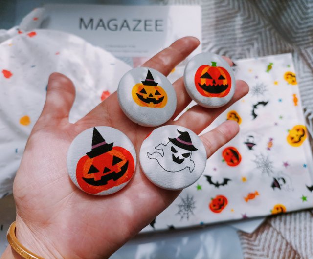 台湾 津手作りハロウィンパーティーバッジピンズ/4個セット/かぼちゃ