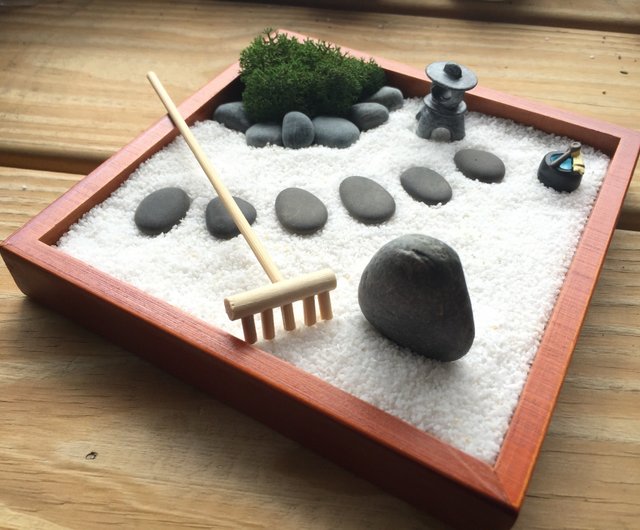 台湾 純天然日本の禅庭木箱砂テーブル枯山水石灯籠ホリデーギフト