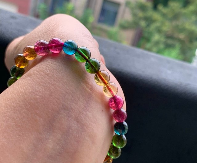 10%OFF】天然ブラジル産マルチカラートルマリンブレスレット、希少な