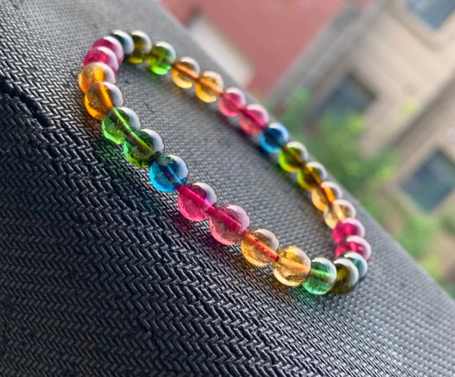 10%OFF】天然ブラジル産マルチカラートルマリンブレスレット、希少な